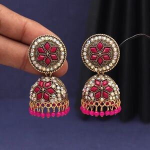 Rani Round Hanging Gold Oxidised Palki Jhumka